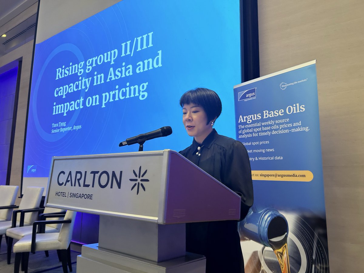 ArgusMedia's tweet photo. #ArgusMedia industry experts will be discussing key developments in the #baseoils market at this year’s 𝗔𝗿𝗴𝘂𝘀 𝗔𝘀𝗶𝗮-𝗣𝗮𝗰𝗶𝗳𝗶𝗰 𝗕𝗮𝘀𝗲 𝗢𝗶𝗹𝘀 𝗳𝗼𝗿𝘂𝗺. 

Learn more about #ArgusBaseOils market services: https://t.co/cSLKqgYzmb | #geopolitics #OOTT https://t.co/w5CEK3SF1K