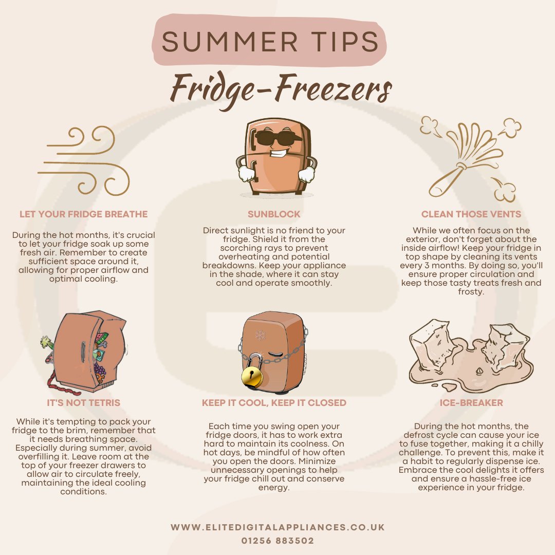EliteDigitalApp's tweet photo. Keep your fridge-freezer running smoothly this summer with our expert tips! 🌞❄️ From proper airflow to optimal settings, we've got you covered. Check out our tips to keep your appliances in top shape all season long. #SummerTips #FridgeFreezerCare #EliteDigitalAppliances https://t.co/gEG8d1RqQS