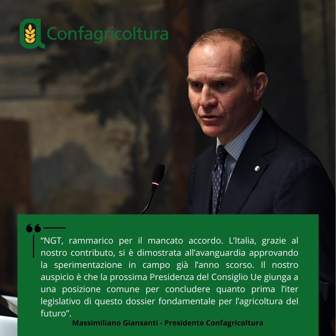 🔬#NGT, rammarico per il mancato accordo. L’Italia, grazie al nostro contributo, è all’avanguardia approvando la sperimentazione in campo già l’anno scorso. Il nostro auspicio è che la prossima Presidenza del Consiglio Ue giunga a una posizione comune. 🇮🇹 <a href="/Confagricoltura/">Confagricoltura</a>