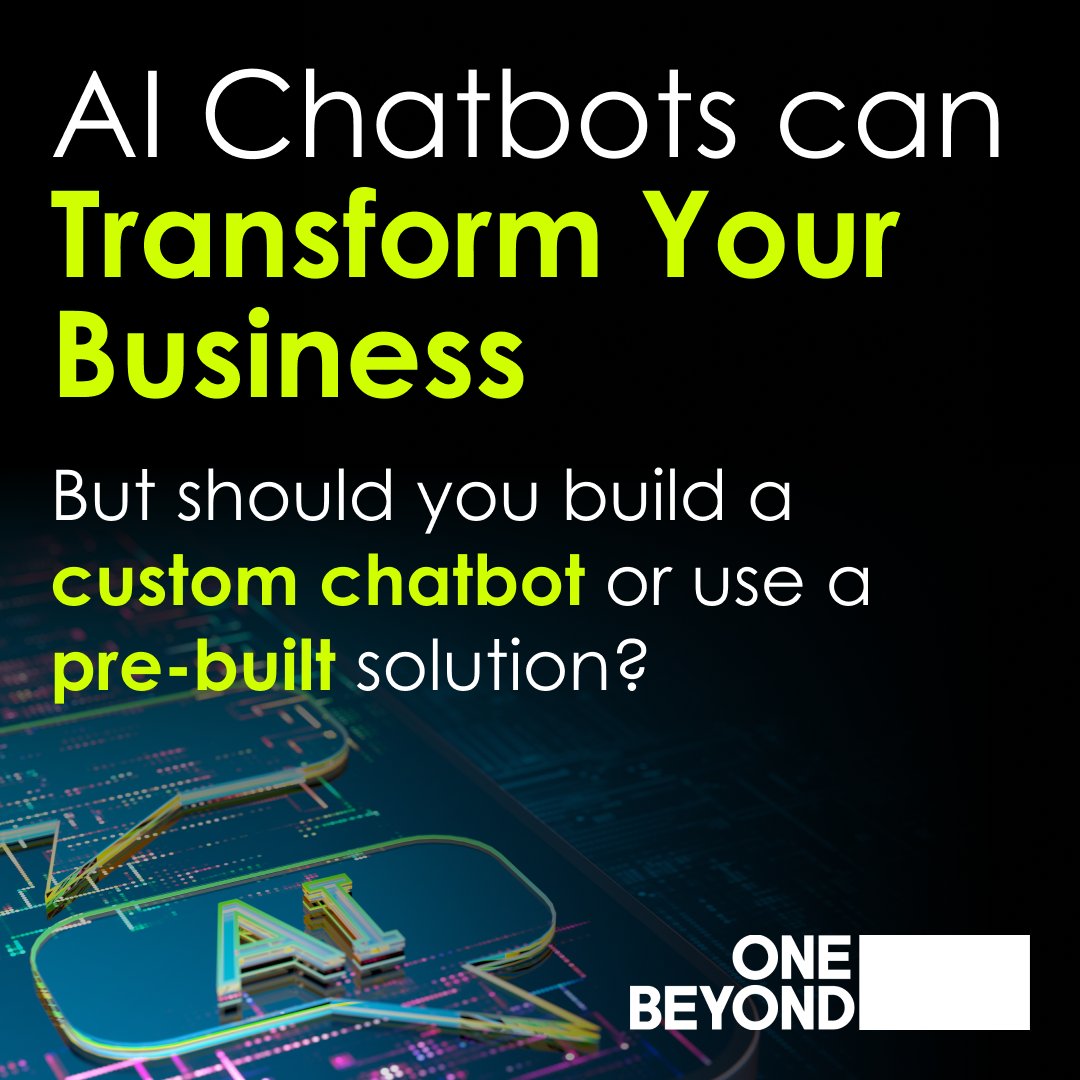 OneBeyond_'s tweet photo. #AI chatbots transform businesses - 24/7 support, automating tasks, boosting customer engagement 🤖

But should you build a custom chatbot or use a pre-built solution?

Read the pros &amp; cons of each and scenarios for going custom 👇

https://t.co/fzEaLF3adN https://t.co/VugAwZwuut