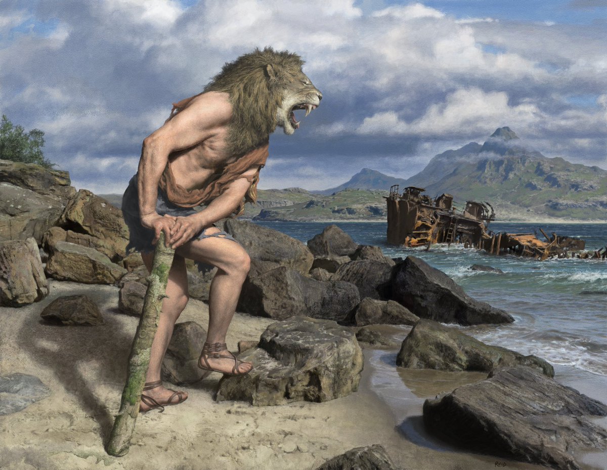 `Stranded, Island of Circe'. Inspiration and final. Digital painting. 
