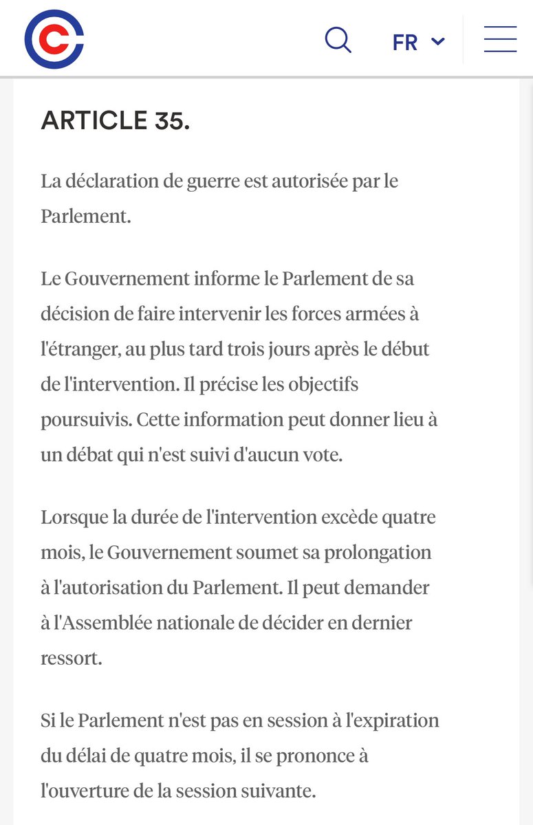 SebLecornu's tweet image. La Constitution n’est pas honorifique.

« Suivant la Constitution, le président est, en effet, garant, vous entendez bien? - garant de l'indépendance et de l'intégrité du pays, ainsi que des traités qui l'engagent. Bref, il répond de la France. D'autre part, il lui appartient…