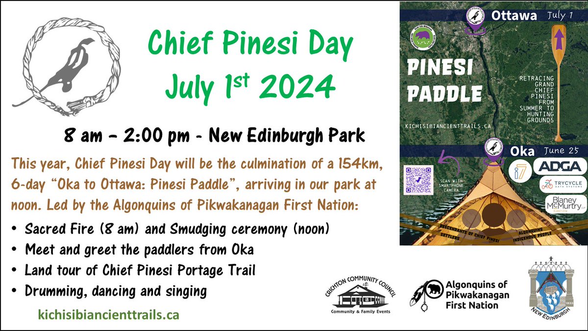Paddlers on the Oka to Ottawa: Chief Pinesi Paddle are on their way.  CTV News was there to cover the launch in Oka: globalnews.ca/video/10590466….  Be there to welcome the padders when they arrive in Ottawa and participate in the Juy 1 Chief Pinesi Day events at New Edinburgh Park.