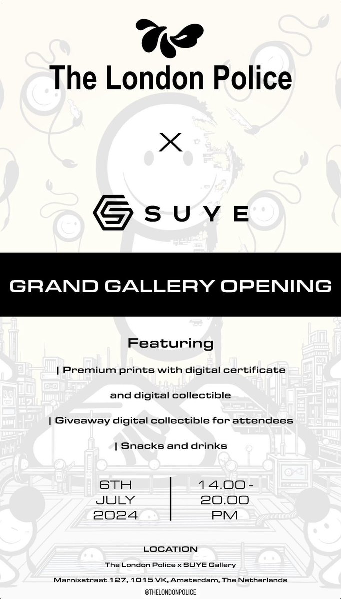 Hi fam! Appreciate the share! A new physical x digital gallery &amp; HQ opening up in town! The go to place if you hit Amsterdam and love collecting in both the physical and digital space. We are located in the #1 neighborhood of Amsterdam “ de Jordaan” The Marnixstraat 127. Pls