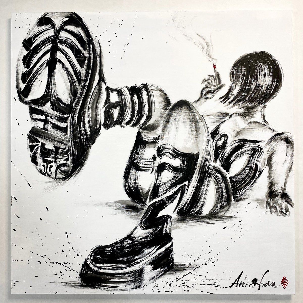 _UNKNOWNSTUDIO_'s tweet photo. ABCテレビ
第７回🤖【UNKNOWN STUDIO】🤖

🧑‍🎨ゲストの気になるアンノウンアーティスト🧑‍🎨

【竹内朱莉】 @_akari_takeuchi 
👇がオススメ…💁‍♀️
【 #原愛梨 】 (書道アーティスト) @ainooooto 
2歳から書道を始め、最年少での文部科学大臣賞受賞。
一見すると、墨で描かれたイラストのように見えるがよく見るとすべて筆文字が描かれた、書道と絵を掛け合わせた「書道アート」を確立させ、数多くの著名人たちの作品をＳＮＳで発信し大きな話題を呼ぶ。世界各国で個展やパフォーマンスを披露するなど、世界にも活躍の場を広げている。

#TVer  https://t.co/OgBFmKubVI
#ABEMA  https://t.co/5Po15yYq1Q
にて見逃し配信中です📡
是非こちらからもご覧ください👀👀

🤖MC
#ふかわりょう @fukawa__rocket
🤖GUEST
#TENDOUJI 
@TENDOUJItw 
@tendoujinao 
@tddooj 
@TendoujiN 
@GAib87rXcpLQ9Xr 

#crossdominance 【cross-dominance】 
@cro_domi369
@LeftyMonsterP 
@cartoon_sensor 

#竹内朱莉 
@_akari_takeuchi 

#hamma 
@hamma_comma 

#カナイガ 
@shiragaigarashi