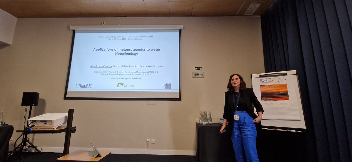 AlbaTrueba1's tweet photo. It has been a pleasure to present my postdoc work in metaproteomics in @biogroup_usc  &amp; @cretus_usc at the 9th Intern. Conf. on Analytical Proteomics in the beautiful Caparica
Thanks J.L.Capelo and his team for the invitation and organization. With @juanmlema @eqomil @GemmaEibes https://t.co/Qkce3wX0za