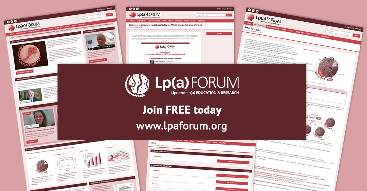 <a href="/LpaForum/">Lpa Forum</a> has been established to provide #clinicians and #researchers worldwide with information on all aspects of #epidemiology, #genetics, and #pathophysiology of #Lpa, an independent risk factor for #ASCVD. Join today &gt;&gt; lpaforum.org
#cardiotwitter #lipidtwitter