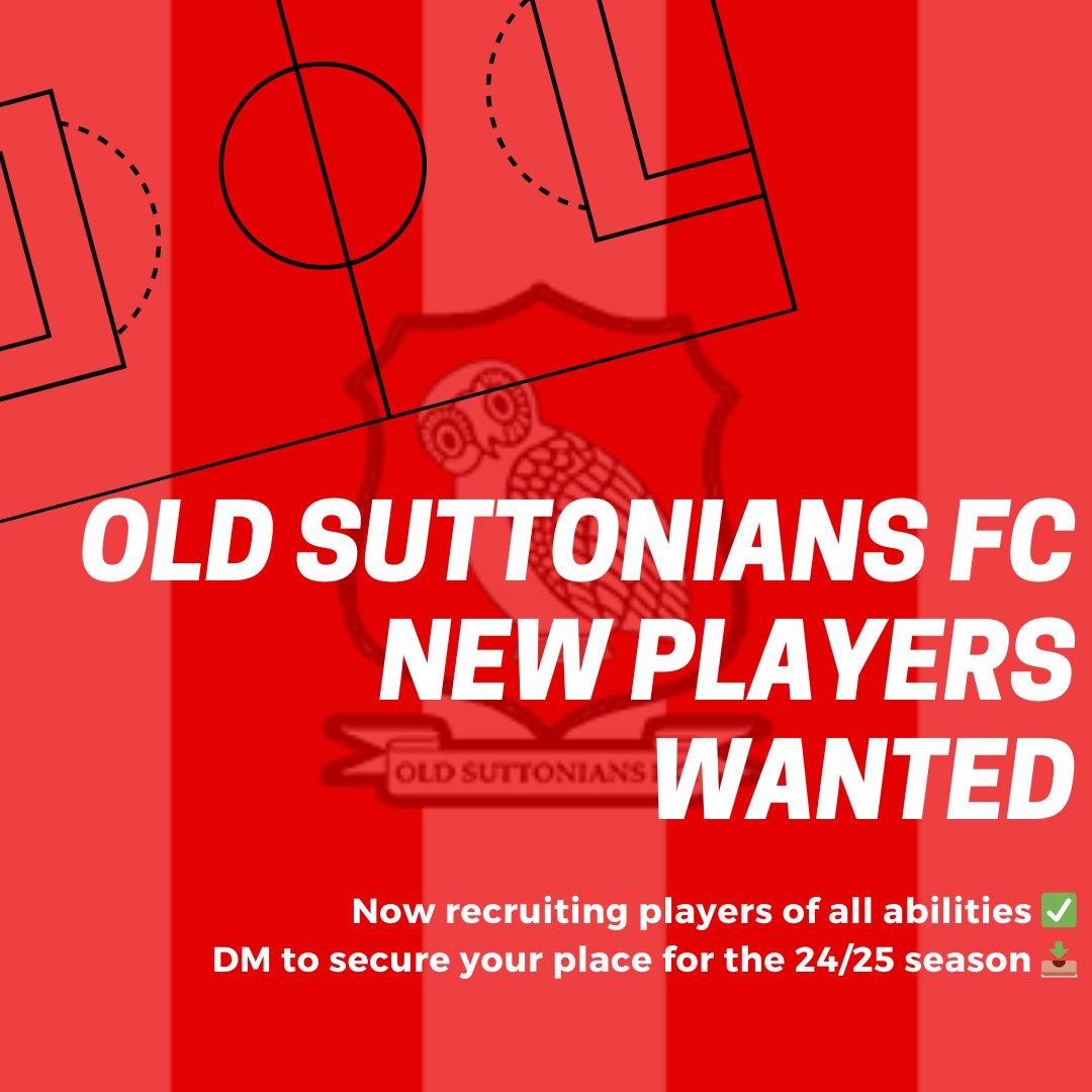 Old Suttonians FC (@oldsuttsfc) on Twitter photo π΄βͺοΈ JOIN OLD SUTTS π΄βͺοΈ
We are recruiting new players to join the club for the 24/25 season!
π We compete in the <a href="/AmateurFC/">Amateur FC</a>.
β½οΈ We have 5 Saturday XIβs and a Sunday Vets team.
β
Room for players of all abilities.
π₯ Drop us a DM to express your interest.
Spread the word π£οΈ π΄βͺοΈ JOIN OLD SUTTS π΄βͺοΈ
We are recruiting new players to join the club for the 24/25 season!
π We compete in the <a href="/AmateurFC/">Amateur FC</a>.
β½οΈ We have 5 Saturday XIβs and a Sunday Vets team.
β
Room for players of all abilities.
π₯ Drop us a DM to express your interest.
Spread the word π£οΈ