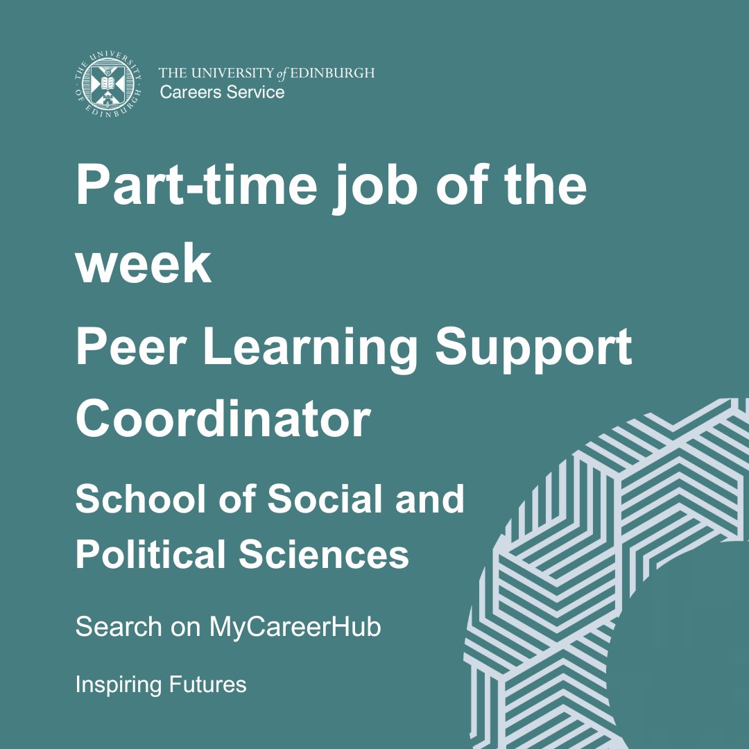 uofedcareers's tweet image. #PartTimeJoboftheWeek The School of Social and Political Science are recruiting a Peer Learning Support Coordinator. Find out more on MyCareerHub: edin.ac/4cwpPk4
