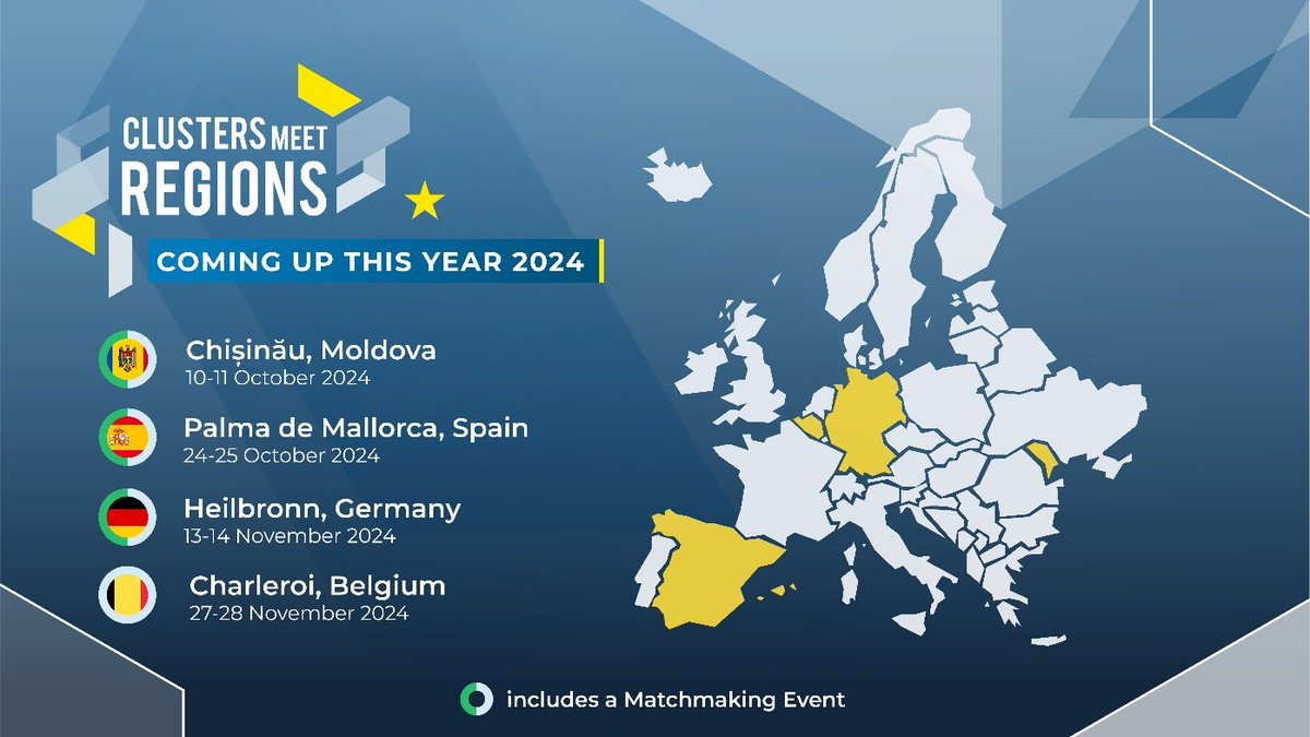 🍂The #ClustersMeetRegions events' schedule for autumn 2024 is out!

📈From cluster managers &amp; policymakers to industry experts, these #ECCP workshops events are a chance to network, collaborate and deliver cluster-driven growth!

More👉clustercollaboration.eu/events/organis…