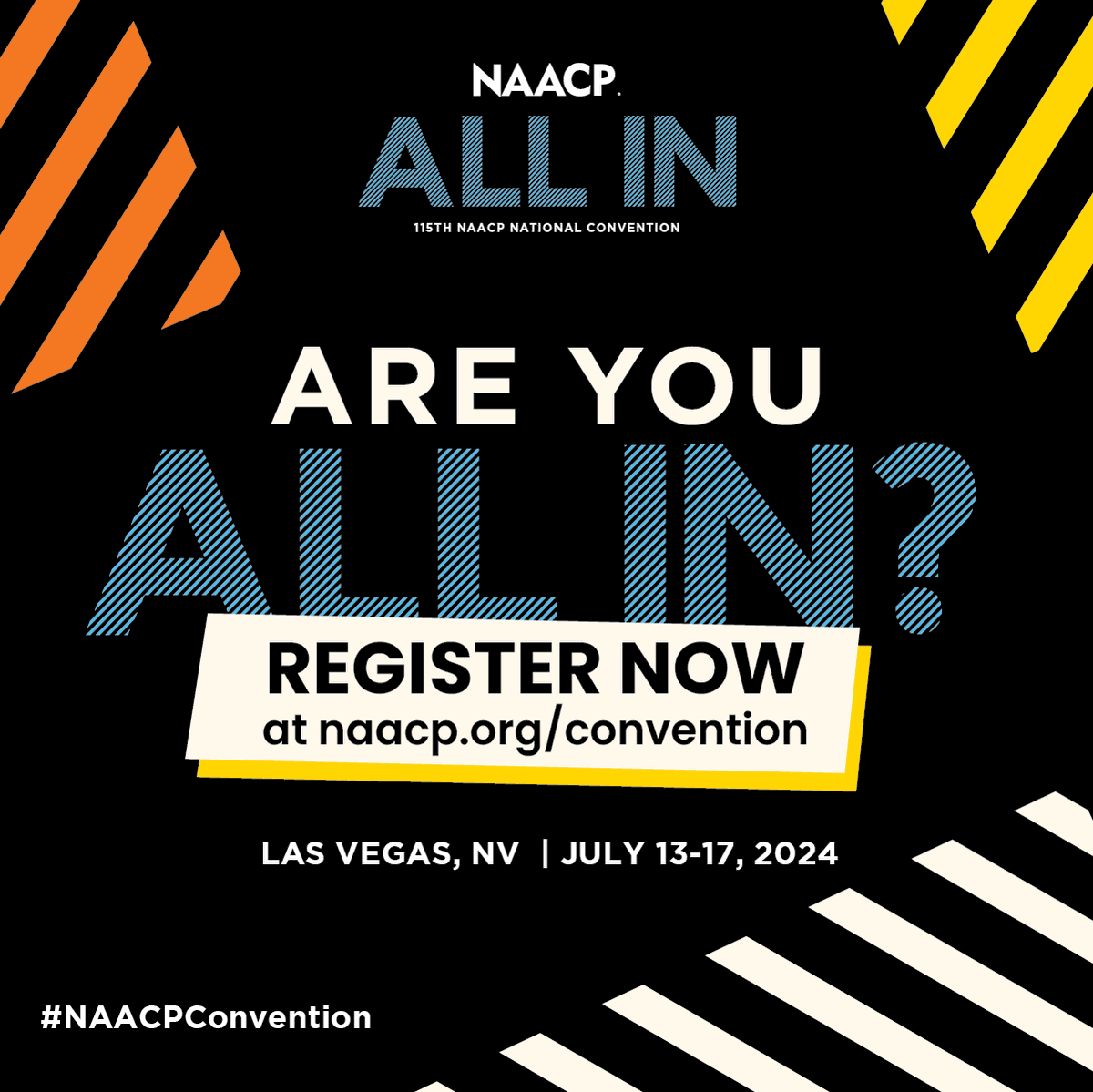 NAACP (@naacp) on Twitter photo Are you ready to be inspired by NAACP leadership? Join our fearless leaders President and CEO <a href="/DerrickNAACP/">Derrick Johnson</a> and the NAACP National Board of Directors' <a href="/ChairmanNAACP/">Leon W. Russell</a> and @karenbtowns at this year's 115th #NAACPConvention.
Be there and be ALL IN with us! naacp.org/convention Are you ready to be inspired by NAACP leadership? Join our fearless leaders President and CEO <a href="/DerrickNAACP/">Derrick Johnson</a> and the NAACP National Board of Directors' <a href="/ChairmanNAACP/">Leon W. Russell</a> and @karenbtowns at this year's 115th #NAACPConvention.
Be there and be ALL IN with us! naacp.org/convention