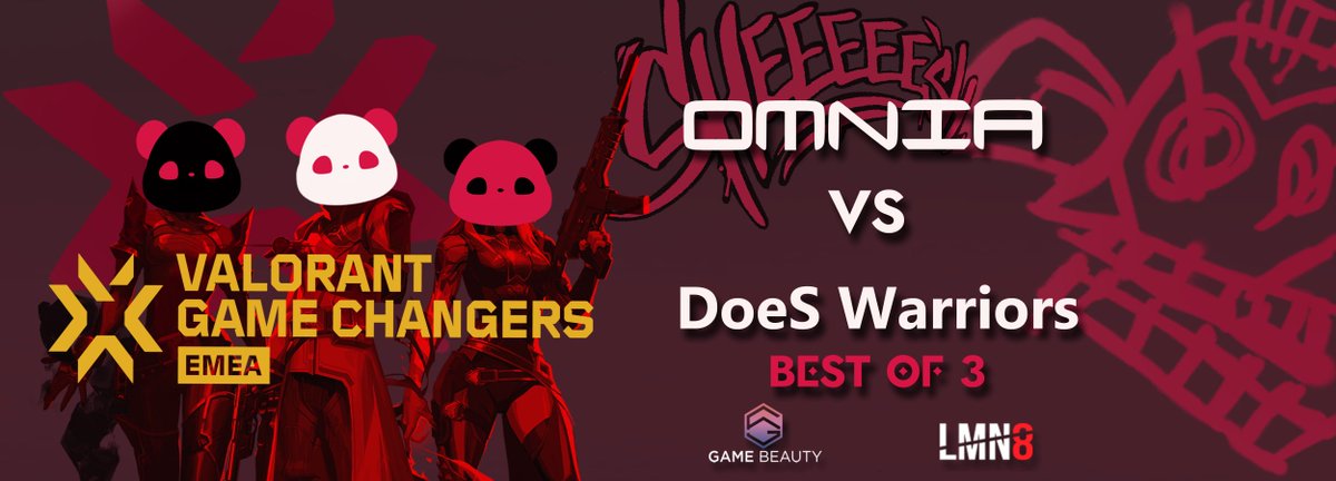 ! ITS GAME DAY !  

✨VCT Game Changers EMEA: Contenders Series 2 OQ 2✨

 OMNIA vs DoeS Warriors

GL HF  Streaming Live on twitch @ 6pm BST 💖twitch.tv/omniaexe 

#VCTEMEA #VCTGAMECHANGERS #VALORANT #OMNIA