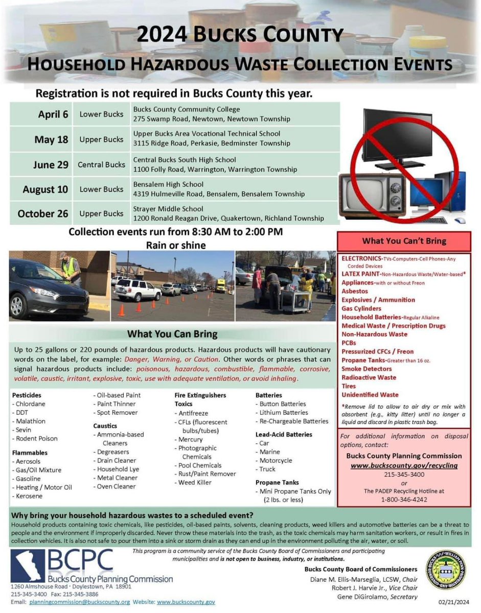 Bucks County Household HAZMAT Collection Events……