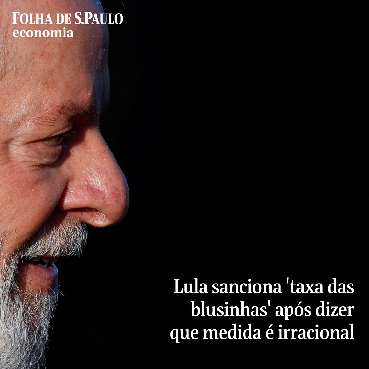 folha's tweet photo. Lula sanciona 'taxa das blusinhas' após dizer que medida é irracional. Medida foi aprovada pelo presidente junto com o Mover, programa para descarbonização do setor automotivo: https://t.co/KILofS3TBm https://t.co/NvGwU8dvpT