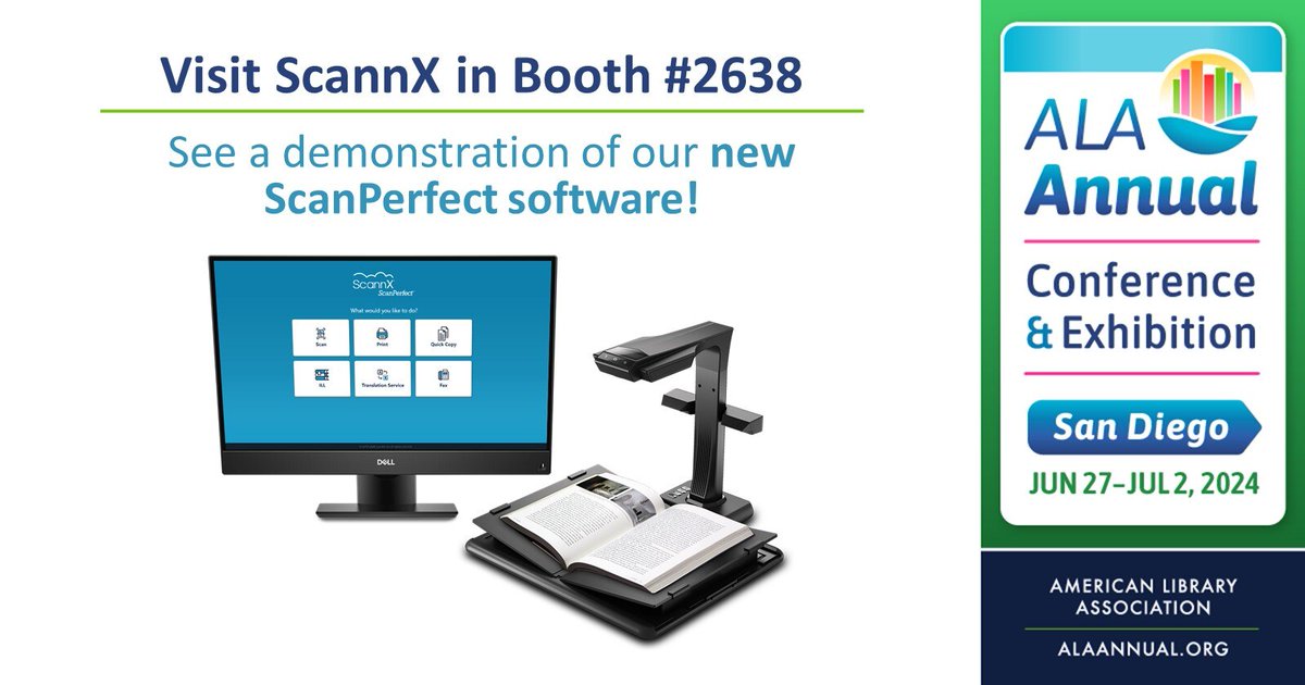 scannx's tweet photo. Come see a demonstration of our New ScanPerfect Software that empowers libraries to offer patrons and staff a convenient and efficient method to scan, save, and share information like never before. #ALAAC24 https://t.co/RJ2J9zwS8v