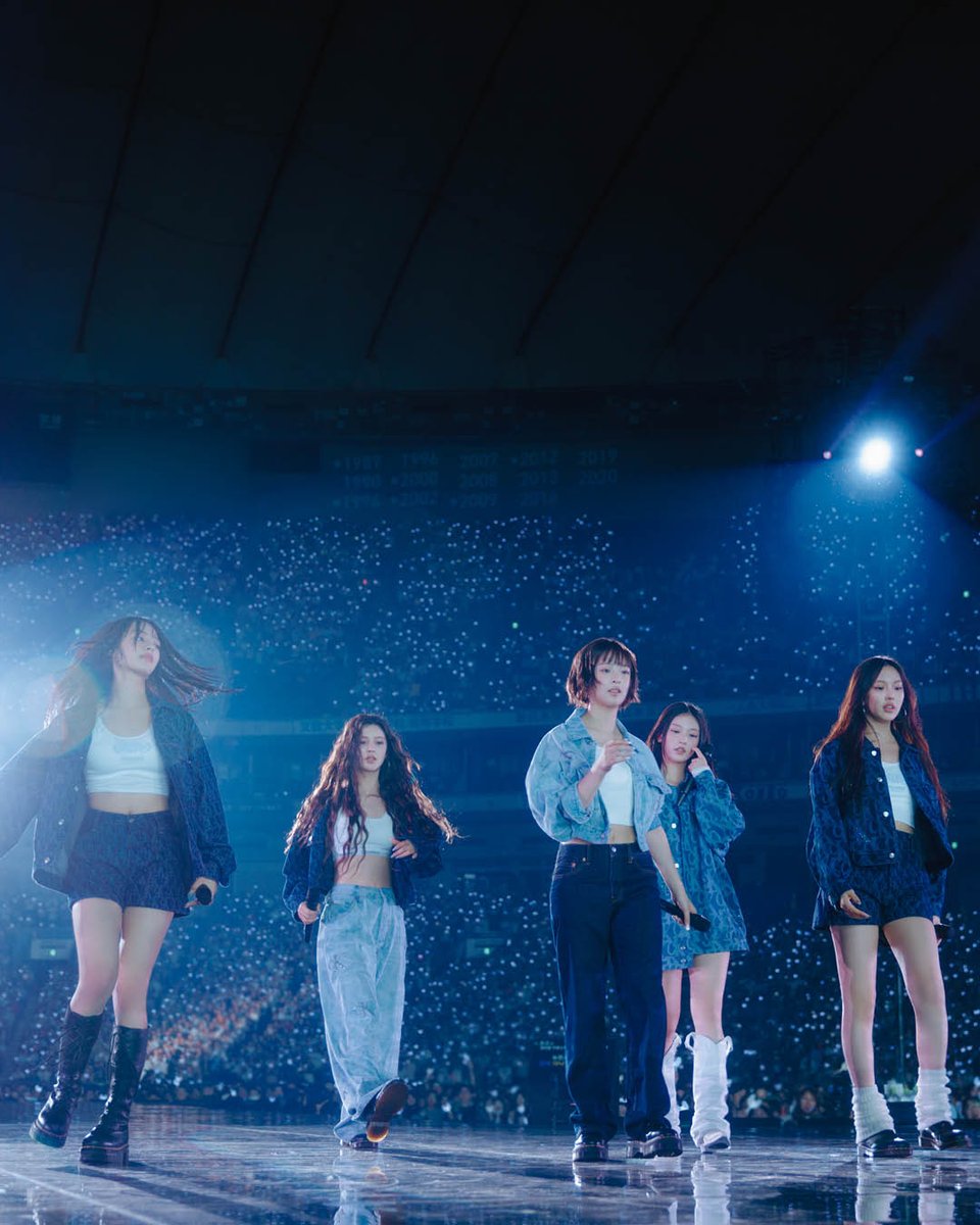 CalvinKlein's tweet photo. right now, right now. @NewJeans_ADOR wore custom Calvin Klein denim looks for their performance at the NewJeans Fan Meeting “Bunnies Camp 2024 Tokyo Dome.”

which look is your favorite? https://t.co/lDrCqz7iYP