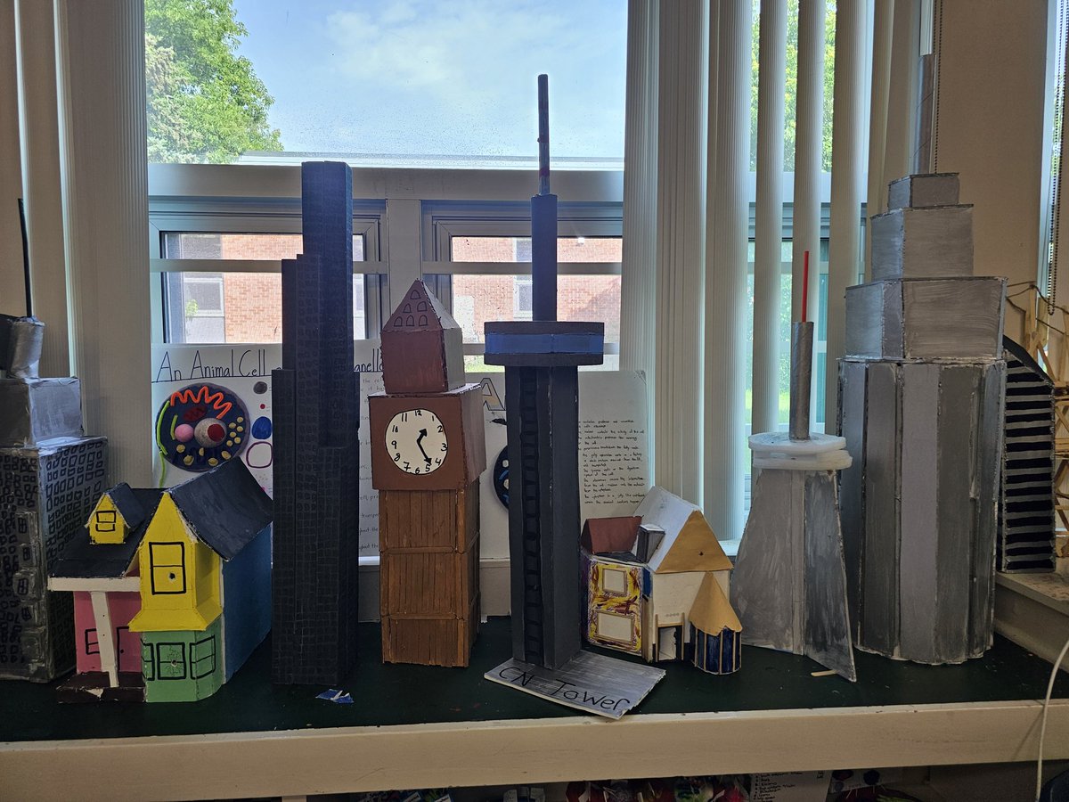 MrOrysiuk's tweet photo. Some of room 24's skyscrapers for our final forces and structures projects @wchsbulldog #science https://t.co/C0abFUlNT6