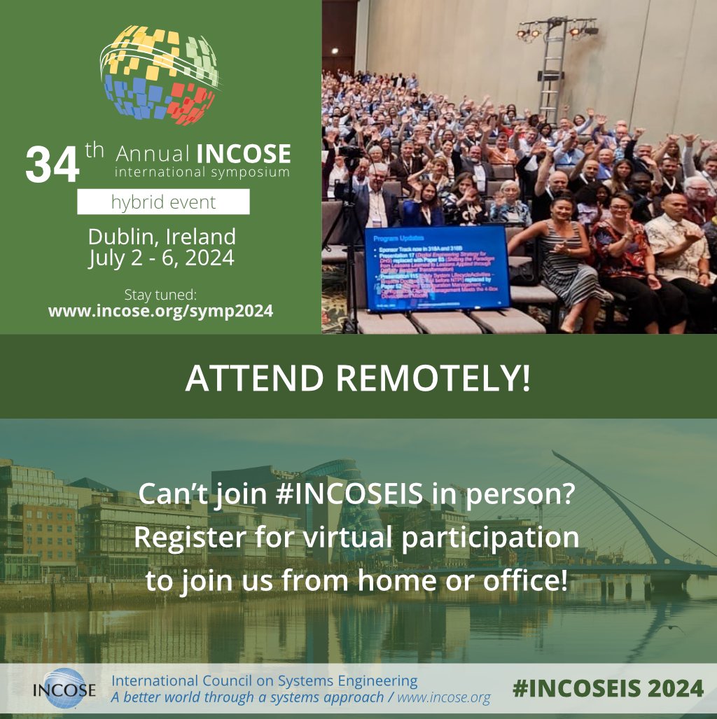 incose_org's tweet image. 🔔#INCOSEIS is just around the corner! 👩🏻‍💻How about attending remotely?
🌟Hurry to discover what’s lined up and register!
☘️ Dublin 2-6 July
#INCOSE #SystemsEngineers #SystemsEngineering #EngineeringNetworking #Engineering
bit.ly/4edkfVn