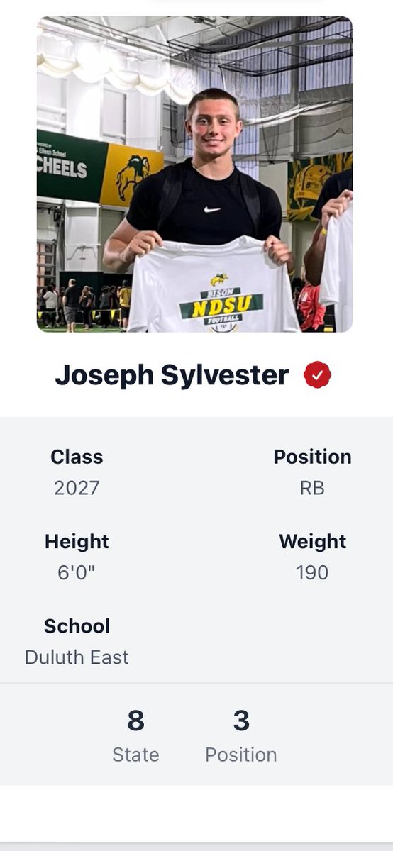 JoeSylvester_27's tweet photo. Thank you @PrepRedzoneMN for ranking me 8th overall in the class of 2027 and 3rd overall for RunningBacks!
@NWahlScouting @OJW_Scouting @DuluthEastFball https://t.co/NeTJiNomzS
