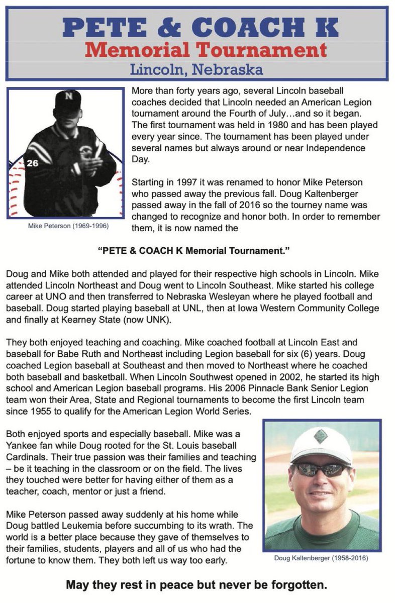 📍Lincoln, NE
🏟Sherman Field
⚾️Mike Peterson/Coach K Tournament 
🗓Day 1
🆚Pinnacle Bank vs Equitable Bank

One of my favorite local events of the year!  Biggest in-state regular season legion tournament, which honors two legendary Lincoln baseball coaches.
