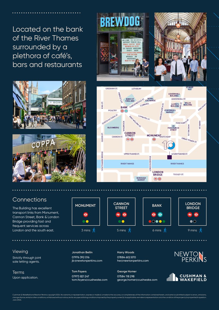 We are thrilled to announce that a further 21,000 sq ft has now let at 10 Lower Thames Street, EC3!

Remaining availability:-
Part 1st floor (North) – 11,630 sq ft (Cat A)
Part Ground (South) – 8,342 sq ft (Fitted)

Visit our website for more: newtonperkins.com/article/559/10…
