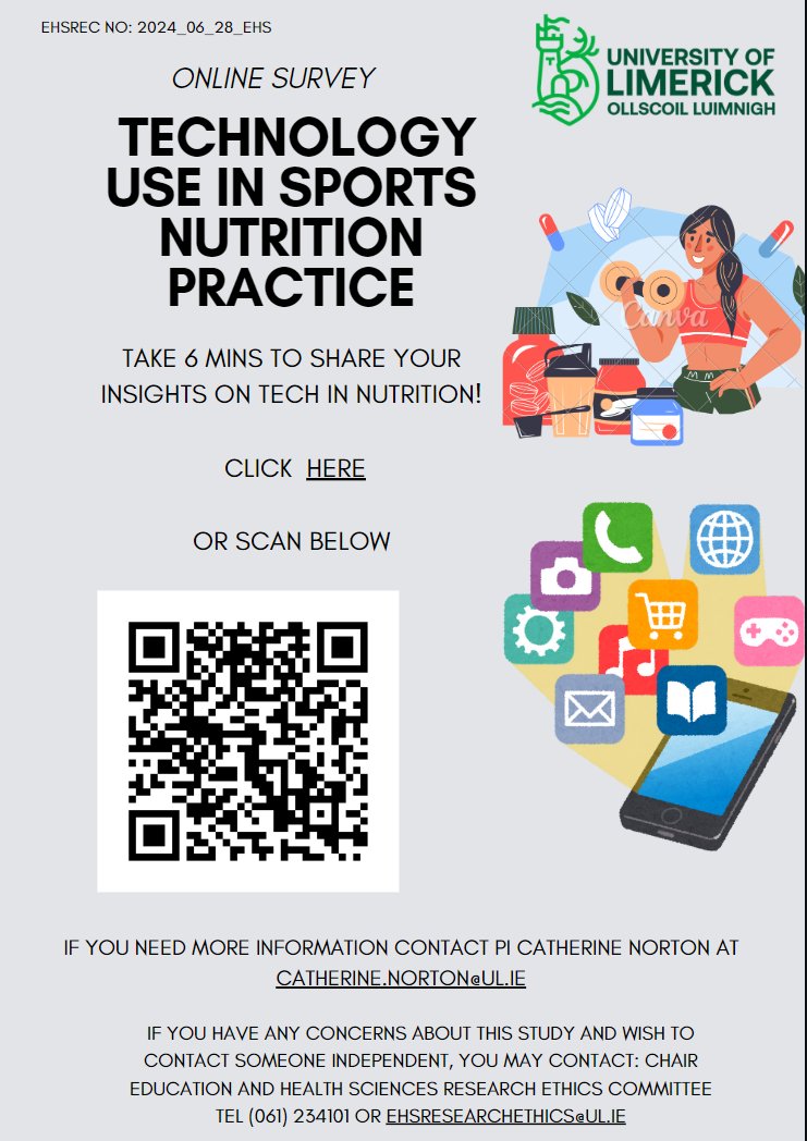 Practitioners in Sports Nutrition, please take 6 mins to give us your thoughts on TECH in your practice. unioflimerick.eu.qualtrics.com/jfe/form/SV_5B… Retweets appreciated