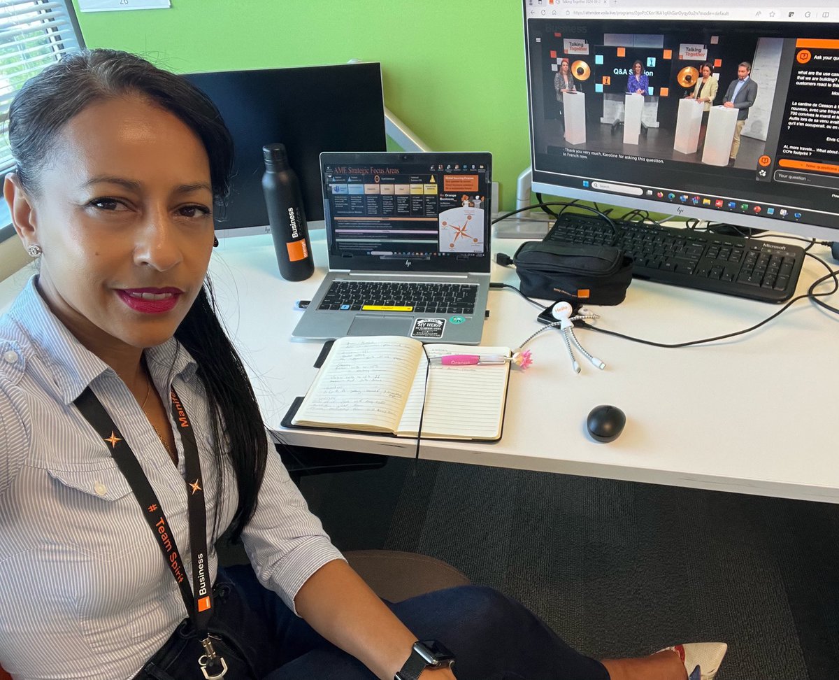 AichaJanan's tweet photo. Wrapping up H1 attending a #TalkingTogether session with @AlietteML, an opportunity for @orangebusiness employees to engage with our #CEO.
Fun discussion with @ZitouneWassila on the upcoming #Olympics games & the readiness of @orange as the Premium Partner & Official Supplier. https://t.co/lgl2jH7mvb