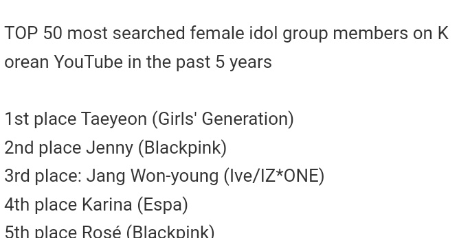 DeraMera6's tweet photo. Next time put "female idol GROUP member" because this list is not complete without the iu when we talk about FEMALE and Korea. LMAO https://t.co/nZCljWT4O8