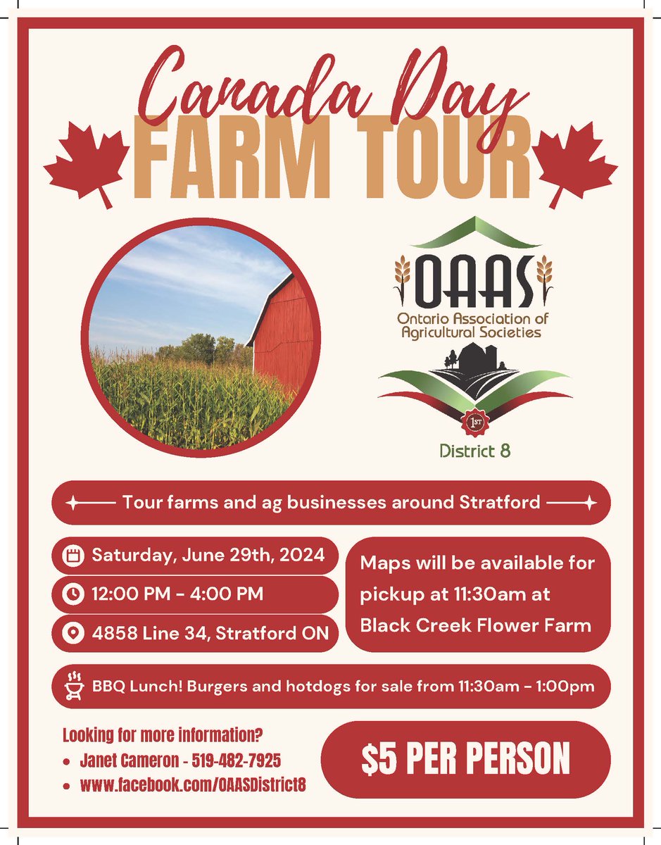 Celebrate Canada Day the Canadian way eh?  Join us for a Canada Day Farm Tour TODAY 12 p.m. - 4 p.m.!