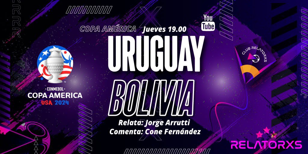 Desde las 20:00 🇺🇾🇦🇷 01:00 🇪🇸 estamos con la previa de #uruguay vs #bolivia con <a href="/Ignfernandezl/">Cone Fernández</a> y el equipo de <a href="/VHMok/">Víctor Hugo Morales</a> por @ondadelplataFM y <a href="/Relatoresconvos/">® Σ |_ Δ ╥ Φ ® Σ §</a>