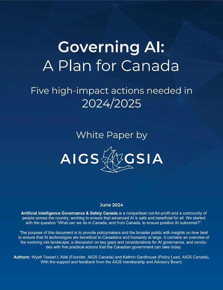 Fresh off the press! With the AI landscape rapidly evolving, we review what Canada should prioritise in the coming year (hint: it’s time for a dedicated Ministry of AI). #AI #Governance #Canada