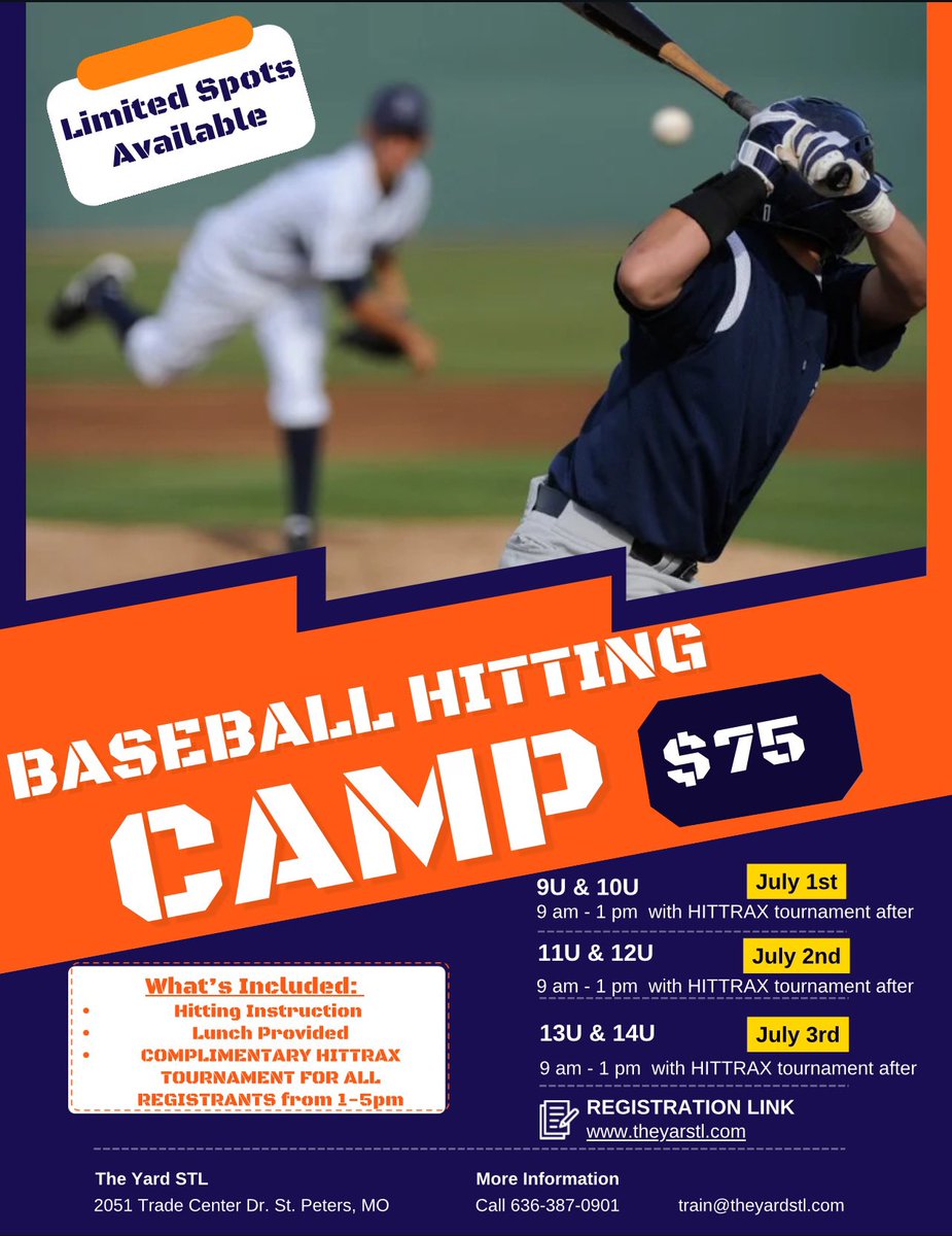 Couple spots remaining in each age group!!!get signed up!!