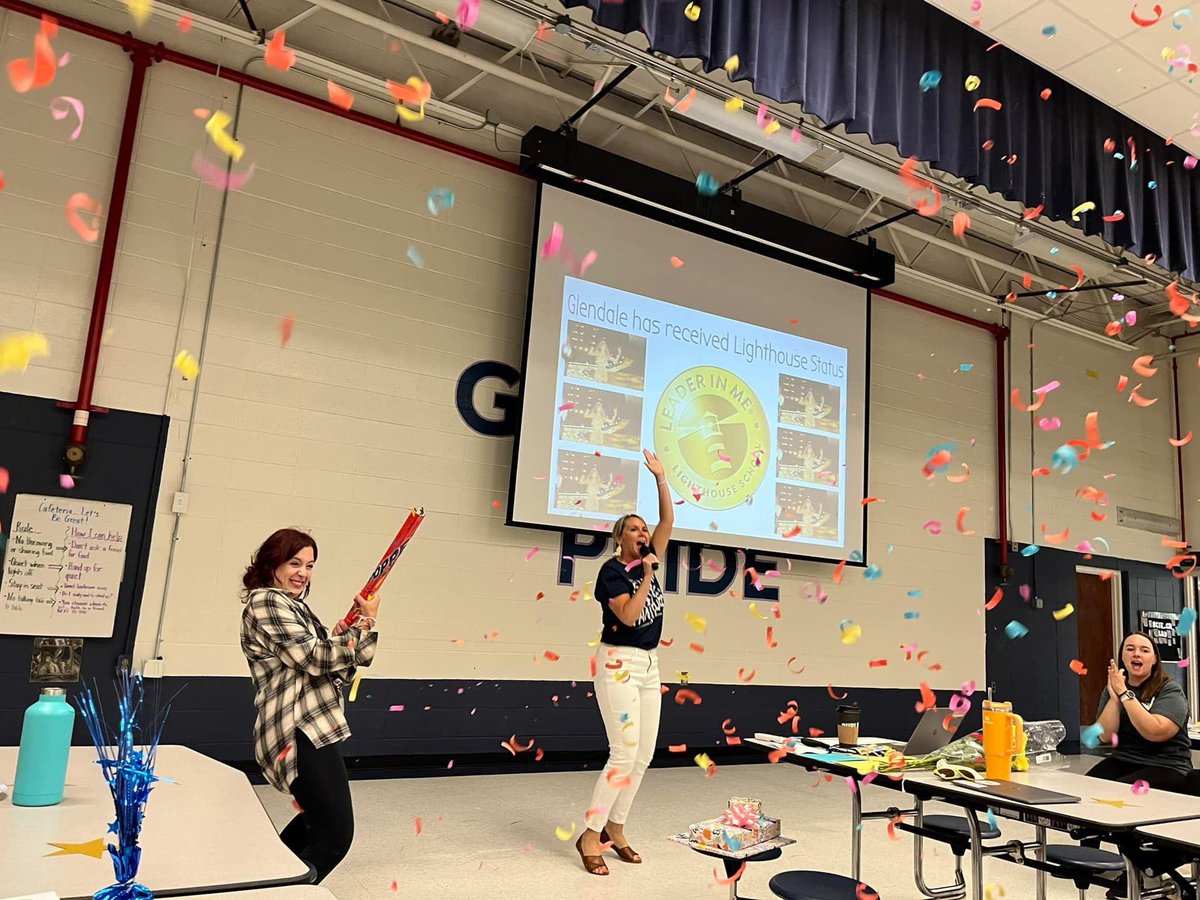 GlendaleSH's tweet photo. Glendale is officially a Leader in Me Lighthouse School! Beyond proud of the hard work from not only our Student &amp; Adult Lighthouse Teams, but our entire staff who have embodied &amp; taught The 7 Habits &amp; what it means to be a Leader. 💛💙🐾🫶@TheLeaderinMe @GaryMcGuey @kdelaplante https://t.co/Xkv6zL34ZS
