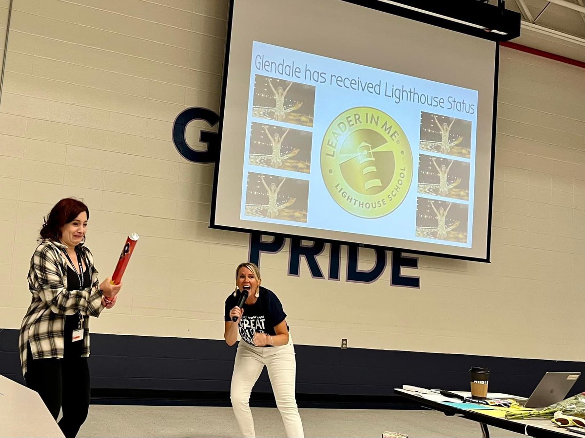 GlendaleSH's tweet photo. Glendale is officially a Leader in Me Lighthouse School! Beyond proud of the hard work from not only our Student &amp; Adult Lighthouse Teams, but our entire staff who have embodied &amp; taught The 7 Habits &amp; what it means to be a Leader. 💛💙🐾🫶@TheLeaderinMe @GaryMcGuey @kdelaplante https://t.co/Xkv6zL34ZS