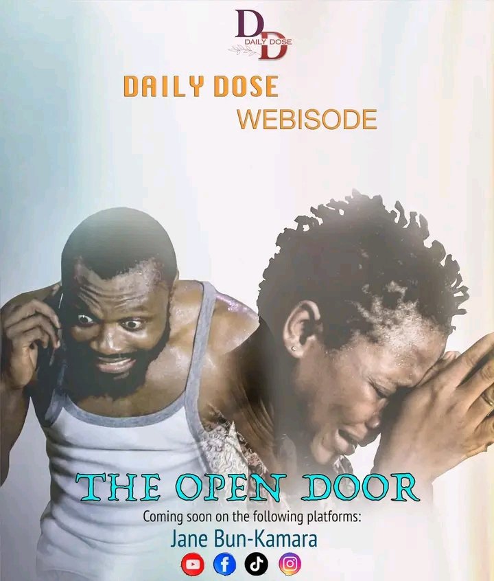 ZachariahLSesay's tweet photo. THE OPEN DOOR:

This is the story of a new employee who could not find his documents to retain his job and blames it on his brother accusing him of witchcraft.

Brought by Daily DOSE; a faith-base uplifting internet drama series coming soon on all Jane Bun-Kamara platforms. https://t.co/TzYQot0S6N