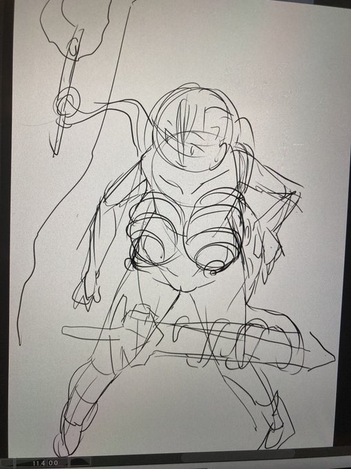 Skebで描いてる絵、たまには最初期のラフ状態も投稿してみる。 