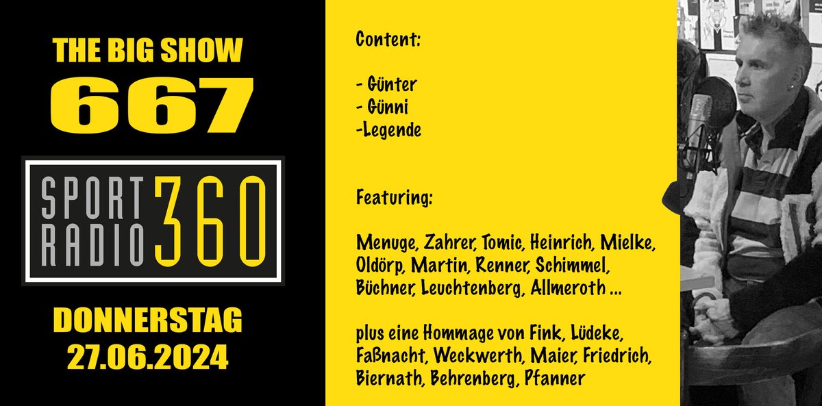 BIG SHOW 667 ... unendlich traurig ... <a href="/ZahrerLukas/">Lukas Zahrer</a> Menuge <a href="/Sky_ToniT/">Toni Tomic</a> The Voice, Mielke <a href="/stefan_ehlen/">Stefan Ehlen</a> <a href="/Fighti/">Nicolas Martin</a> <a href="/AndreasRenner/">Andreas Renner</a> <a href="/FranzBuechner/">Franz Büchner</a> <a href="/Chris5Sh/">Christian Schimmel</a>  <a href="/SID_Leuchte/">Christoph Leuchtenberg (SID)</a> <a href="/Almighurt/">Jörg Allmeroth</a> ... sportradio360.de/the-big-show-d…