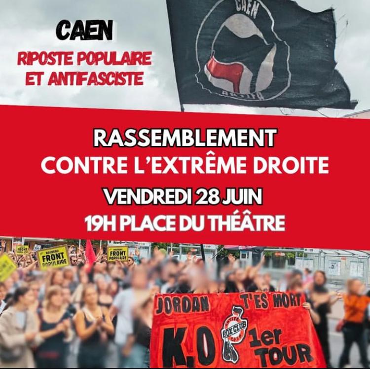 Demain
Rassemblement à #caen place du théatre à 19h
Contre l'extreme droite!