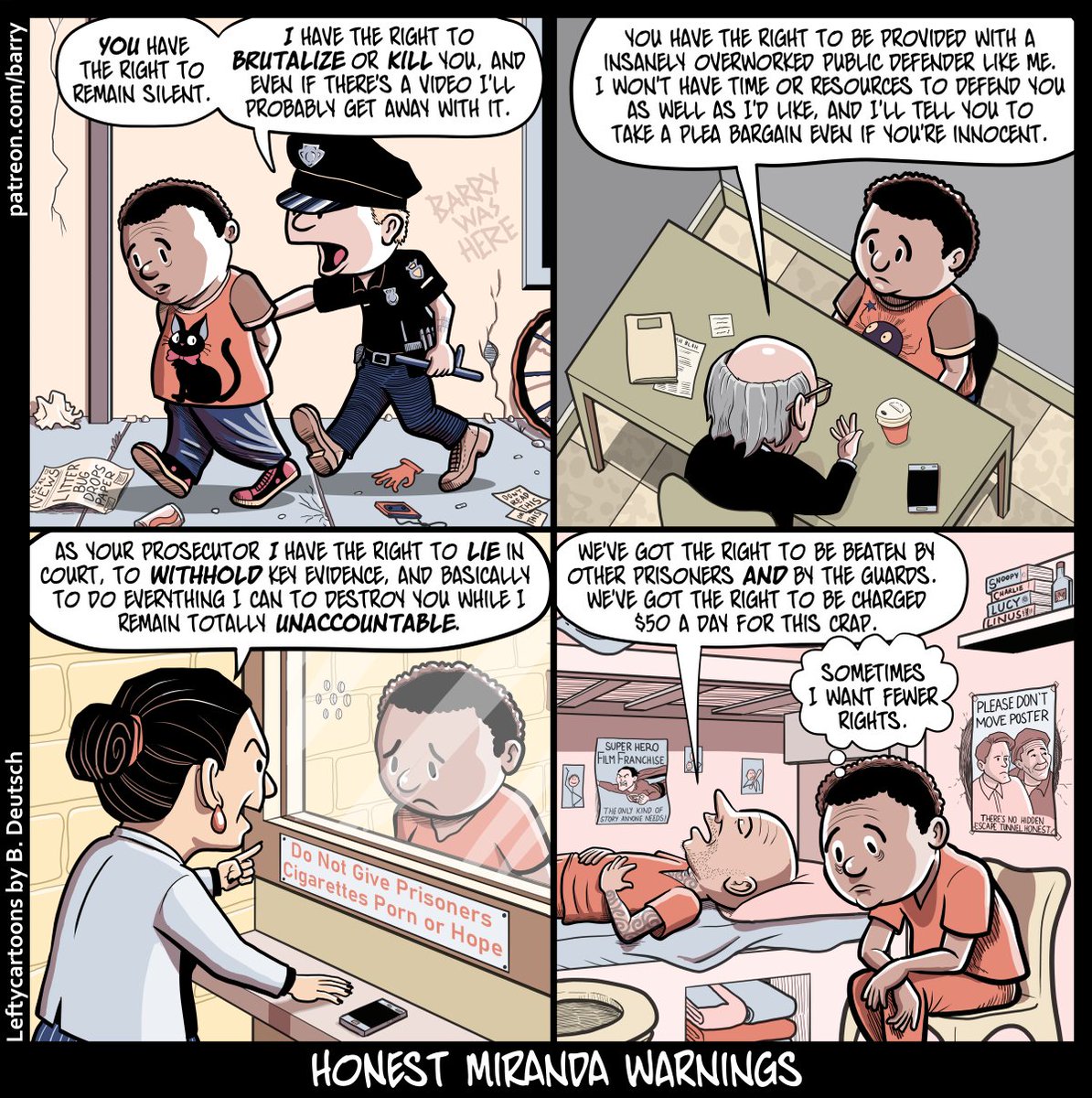 BarryIsVery's tweet image. Honest Miranda Warnings

#PoliCartoon #injusticesystem 

(Link to transcript in replies.)