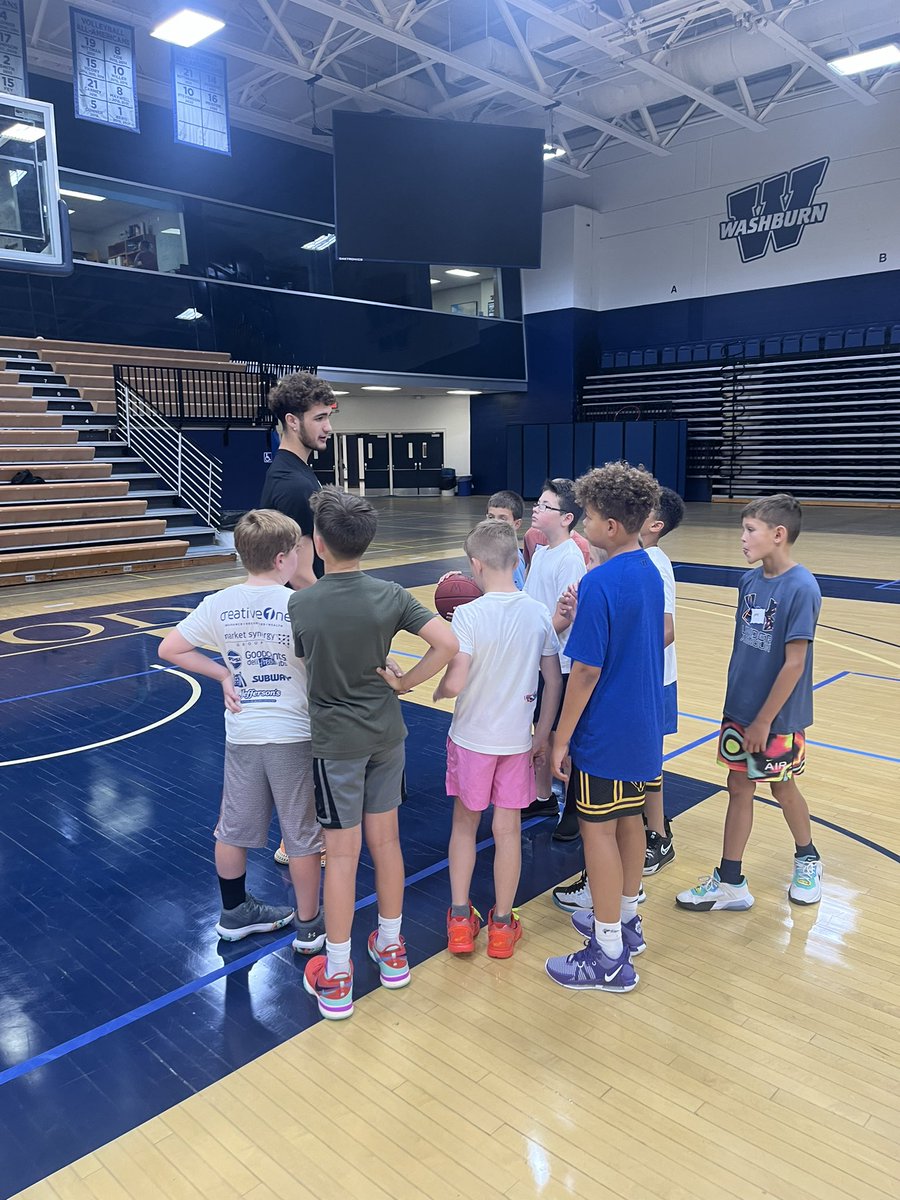 IchabodMBB's tweet photo. Our players are actively engaged &amp; do a great job of coaching our campers each week of camp! @WashburnUniv https://t.co/75LdSJHH57