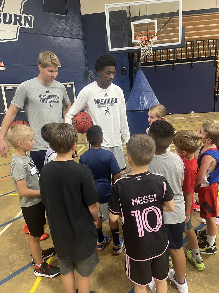 Our players are actively engaged &amp; do a great job of coaching our campers each week of camp! <a href="/WashburnUniv/">Washburn University</a>