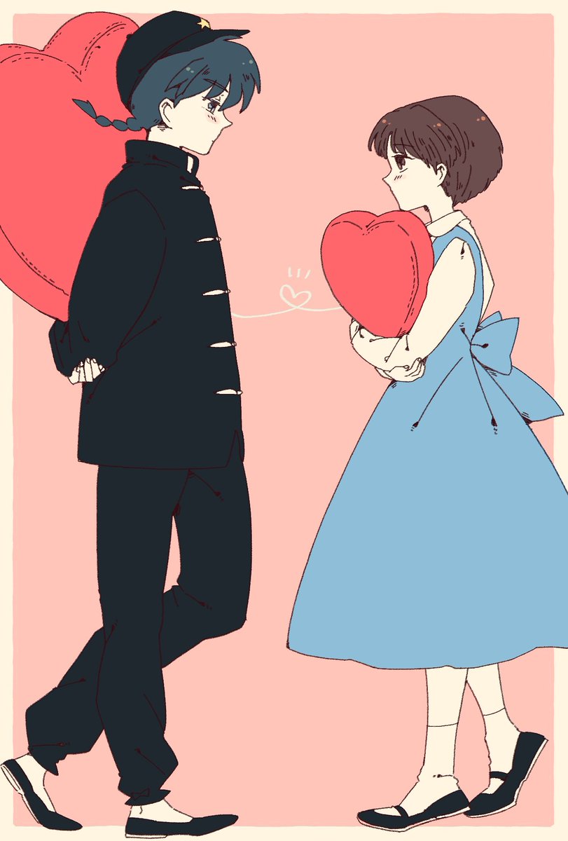 早乙女乱馬 ,天道あかね 「ハートの大きさ(乱あ) 乱馬はあかねは絶対自分のこと好きだと思っててあかねは乱馬」|だまこのイラスト