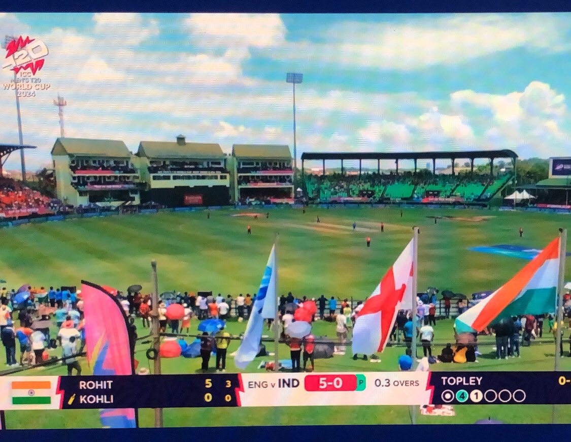 Nikesh078's tweet photo. Can we really call  🏏 world’s second popular sport when stadium barely fills half its seats at start of the Big Semi Final??

Imagine Copa semis ⚽️ held at Guyana- a cricket playing country. Bet it would sell out in advance https://t.co/cc5znqfqcn