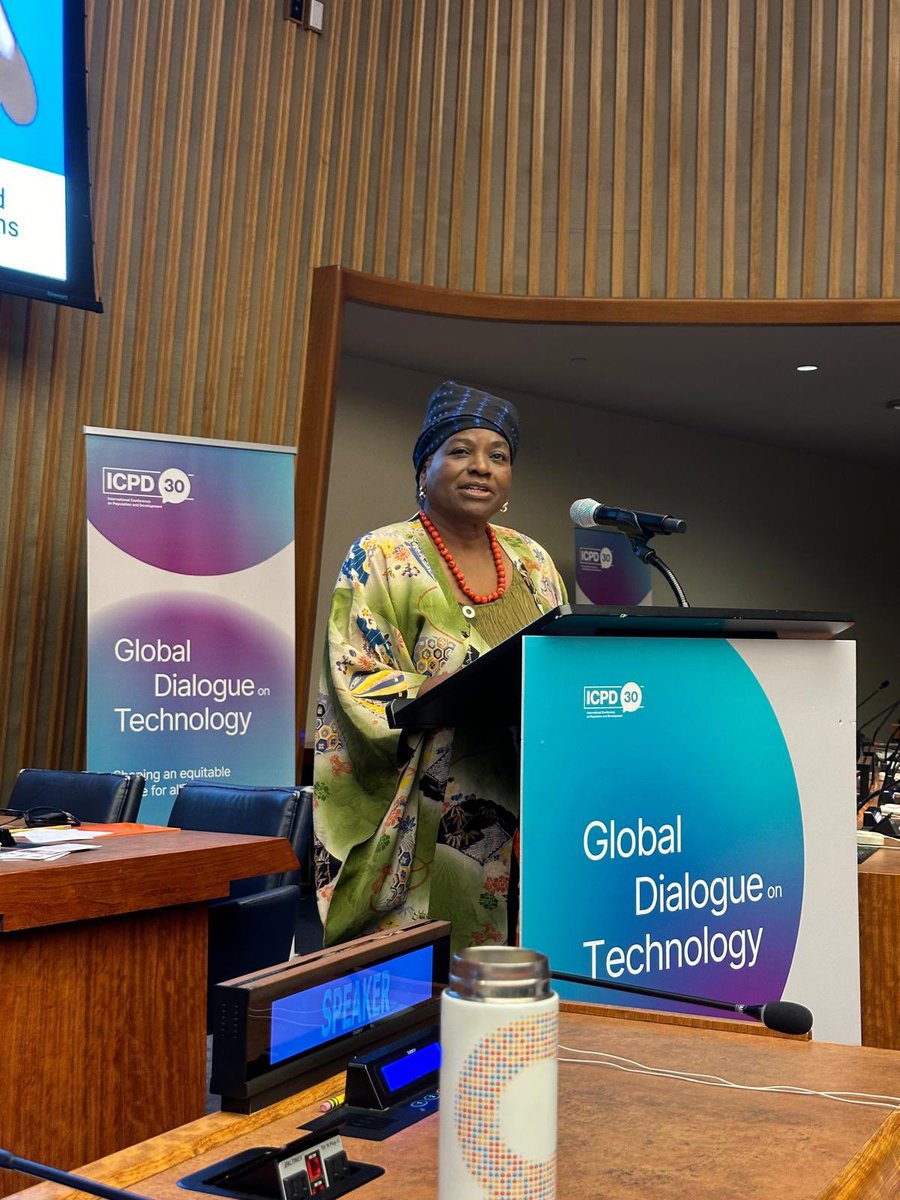 DawnMinott's tweet photo. Happening now: The @UNFPA ICPD30 Global Dialogue on Technology! 🌐 Themed “Shaping an equitable future for all,” this two-day event in NYC will tackle closing the digital divide, AI governance, building digital public infrastructure, and more #ICPD30 #TechForAll https://t.co/tCIrq8hh9L