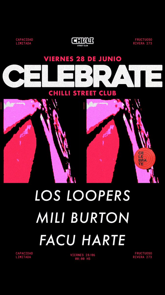 Pablo Looper (@pablolooper) on Twitter photo <Vie 28/06!> <a href="/LosLoopers/">Los Loopers</a> <a href="/miliburton/">celeni paris</a> <a href="/facuharte/">FacuHarte</a> en una nueva Celebrate @ Chilli Street Club. <Vie 28/06!> <a href="/LosLoopers/">Los Loopers</a> <a href="/miliburton/">celeni paris</a> <a href="/facuharte/">FacuHarte</a> en una nueva Celebrate @ Chilli Street Club.