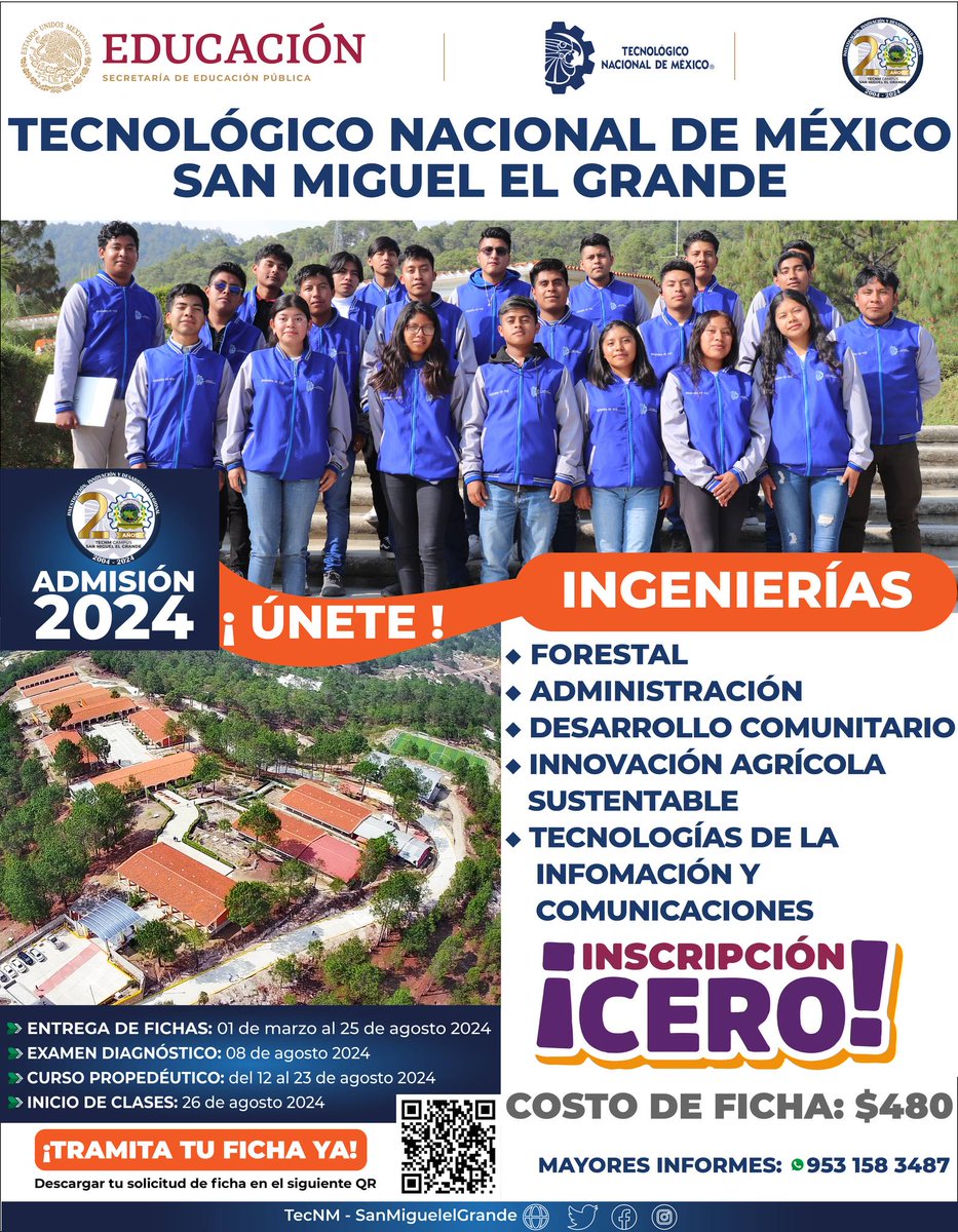 ⚠️⚠️⚠️ATENCIÓN ESTUDIANTES DE EDUCACIÓN MEDIA SUPERIOR ⚠️⚠️⚠️

🔆¡Recuerda que aún seguimos entregando fichas!
Intégrate en alguna de nuestras ingenierías:
💻ITIC´S
🏡IDC
📈IADMIN
🌲IFOR
🌱IIAS