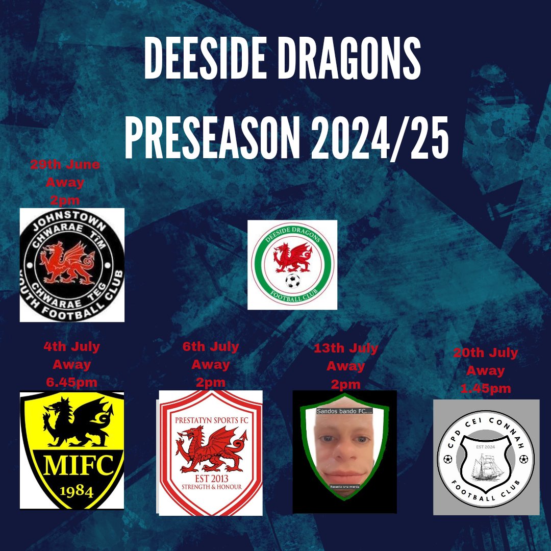 Deeside_s's tweet photo. Here are our preseason fixtures. last night we had the league meeting comfiming our place in teir5 championship divsion Come on!! #upthedragons @WalesEast @NWSportDave @DeesideDotCom https://t.co/yDN5cMkm64