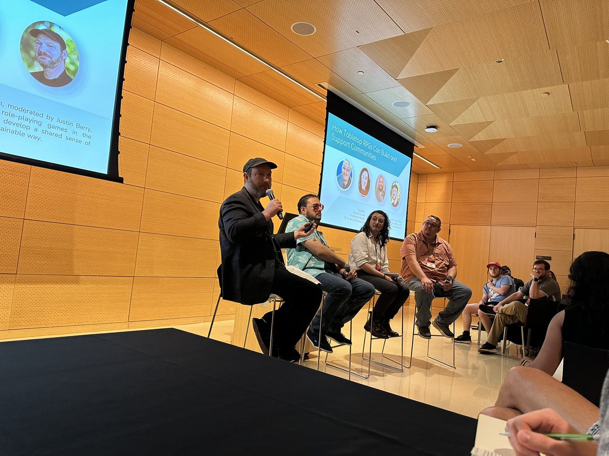 KarcsiG's tweet photo. Games help a person or group address an issue or escape from it. Challenge is to discover what a player wants to do. Great examples finding the right game &amp; understand stories players want to create to fit need. Great panel on tabletop RPGs build/support. #G4C2024 @TCCGROUP https://t.co/FapmSOXSOs