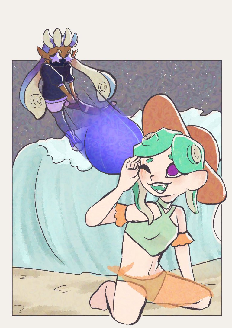 nesebean's tweet photo. My Splatoon idol OCs as if they were hosting an Art Fight themed Splatfest! 
🐙🦑🐙🦑🐙
#Splatoon #Splatoon3 #splatoonoc #artfight2024 #artfight #artfightseafoam #artfightstardust https://t.co/ntsH0Hhyb8