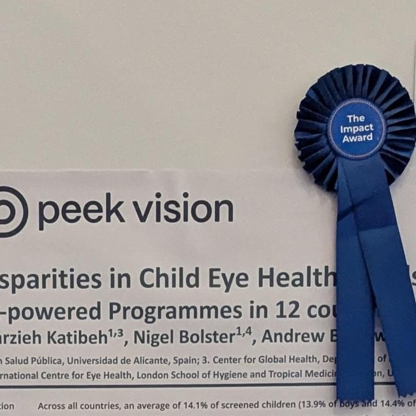 peekteam's tweet image. 👏Well done to Peek Head of Data Insights @serlarte and co-authors for winning the Impact Award at @IAPB1 #2030InSight. Our winning poster shows new insights into child eye health from Peek-powered programmes in 12 countries.  We're honoured to stand alongside the other winners!